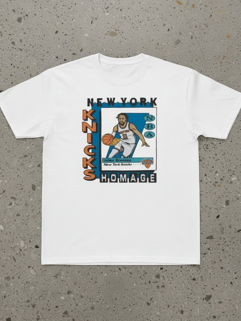 Vintage Jalen Brunson New York Knicks Graphic T-Shirt – Retro Basketball Card